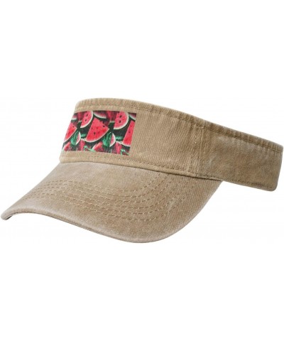 Red Watermelon Print Stylish Denim Open-Top Sun Hat for Everyday Wear and Sports $15.32 Sun Hats