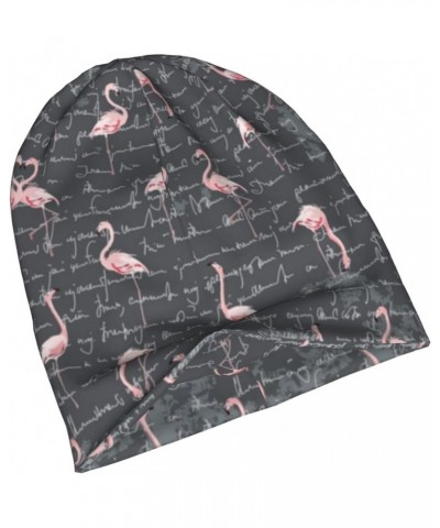 Flamingo Flock Grey Grunge Women's Men's Knit Hat Fashion Beanies Hat Warm Hedging Cap Skull Hat Cancer Chemo Cap $29.14 Skul...