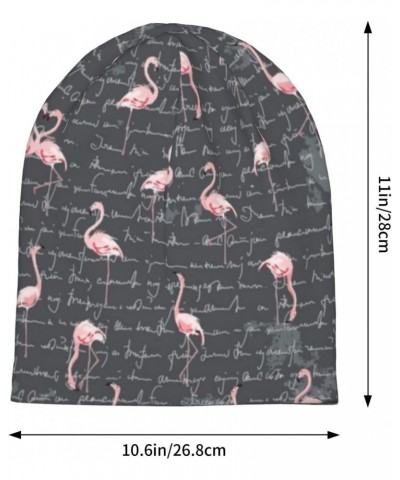 Flamingo Flock Grey Grunge Women's Men's Knit Hat Fashion Beanies Hat Warm Hedging Cap Skull Hat Cancer Chemo Cap $29.14 Skul...