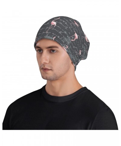 Flamingo Flock Grey Grunge Women's Men's Knit Hat Fashion Beanies Hat Warm Hedging Cap Skull Hat Cancer Chemo Cap $29.14 Skul...