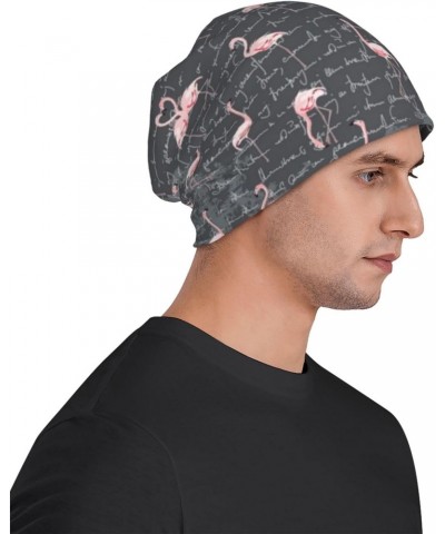 Flamingo Flock Grey Grunge Women's Men's Knit Hat Fashion Beanies Hat Warm Hedging Cap Skull Hat Cancer Chemo Cap $29.14 Skul...