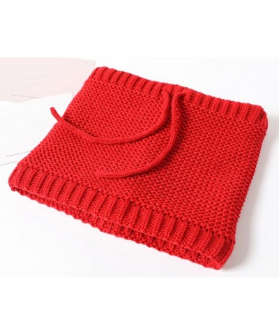 Knitted Neck Gaiters, Solid Color Soft Warm Neck Cover Adjustable Winter Knit Scarf for Women Men Blue $8.66 Scarves