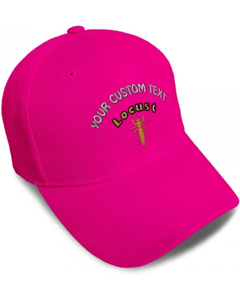 Custom Baseball Cap Locust Insects Nature Acrylic Biology Dad Hats for Men and Women Hot Pink Personalized Text Here $12.15 B...