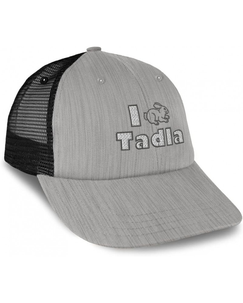 Custom Trucker Hat Baseball Cap I Rabbit Tadla A Bunny Cotton Animal Dad Hats for Men & Women Heather Gray Black Design Only ...