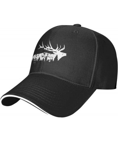 Elk and Forest,Wilderness Women's Baseball Hat Retro Trucker Hat Adjustable Black $11.81 Baseball Caps