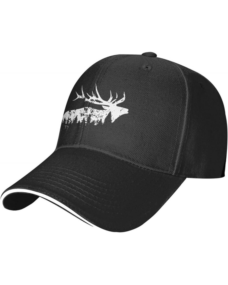 Elk and Forest,Wilderness Women's Baseball Hat Retro Trucker Hat Adjustable Black $11.81 Baseball Caps