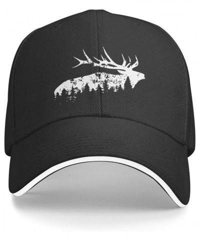 Elk and Forest,Wilderness Women's Baseball Hat Retro Trucker Hat Adjustable Black $11.81 Baseball Caps