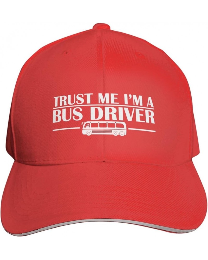 Trust Me I'm A Bus Driver Hat Black Brim Curved Baseball Cap Outdoor Sports Trucke Hat for Men Women Red $9.61 Baseball Caps