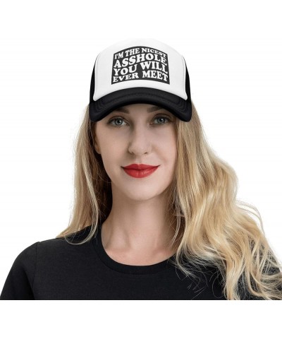 Unisex Baseball Caps Adjustable I'm The Nicest Asshole You Will Ever Meet Petty Quote Mesh Trucker Cap Classic Dad Hat Black ...