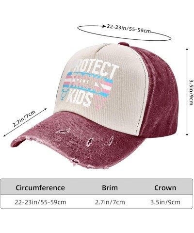 Protect Trans Kids Adult Washed Cowboy Hat Baseball Hat Outdoor Travel Hat Denim Hat Dark Red $13.37 Cowboy Hats