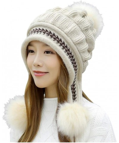 Skullies Rabbit Knitted Cap Fashion Hat Hats Winter Women Baseball Caps Suit Hat B-beige $13.47 Skullies & Beanies