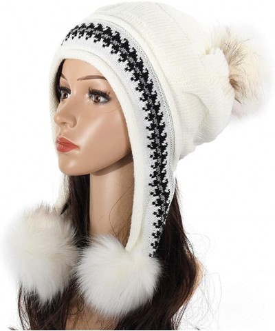 Skullies Rabbit Knitted Cap Fashion Hat Hats Winter Women Baseball Caps Suit Hat B-beige $13.47 Skullies & Beanies