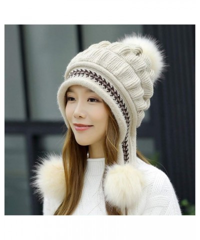 Skullies Rabbit Knitted Cap Fashion Hat Hats Winter Women Baseball Caps Suit Hat B-beige $13.47 Skullies & Beanies