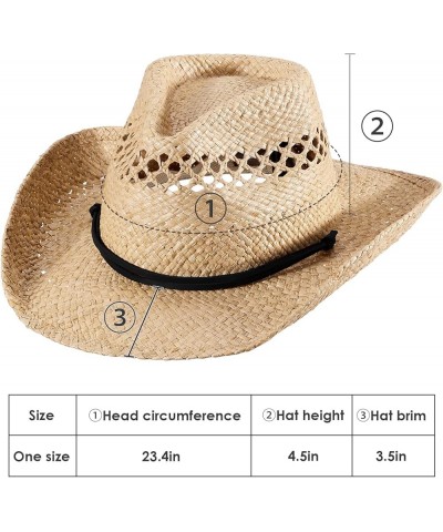 Straw Cowboy Hat Western Hats for Women Cowgirl Sun Beach Hat Summer Outback Shapeable Wide Brim Herbal $27.99 Cowboy Hats