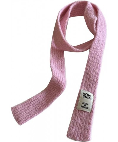 Women Winter Solid Color Scarf Dopamine Styling Neckerchief Y2k Decorative Thin Knitted Neck Guard Lightweight Y2k Pink $8.01...