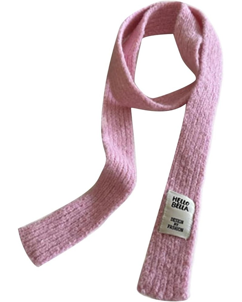 Women Winter Solid Color Scarf Dopamine Styling Neckerchief Y2k Decorative Thin Knitted Neck Guard Lightweight Y2k Pink $8.01...