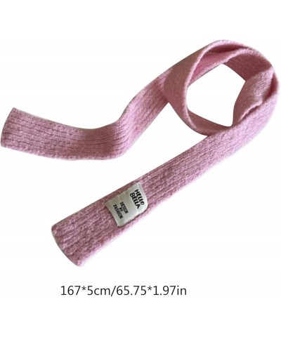 Women Winter Solid Color Scarf Dopamine Styling Neckerchief Y2k Decorative Thin Knitted Neck Guard Lightweight Y2k Pink $8.01...