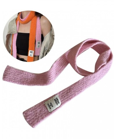 Women Winter Solid Color Scarf Dopamine Styling Neckerchief Y2k Decorative Thin Knitted Neck Guard Lightweight Y2k Pink $8.01...