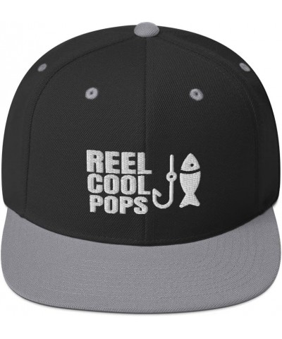 Reel Cool Pops Fishing Fisherman Fish Flatbrim Flat Brim Snapback Hat Cap Black/ Silver $20.56 Baseball Caps